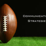 Stock image of a football with the text 'Communications Strategies' prominently displayed